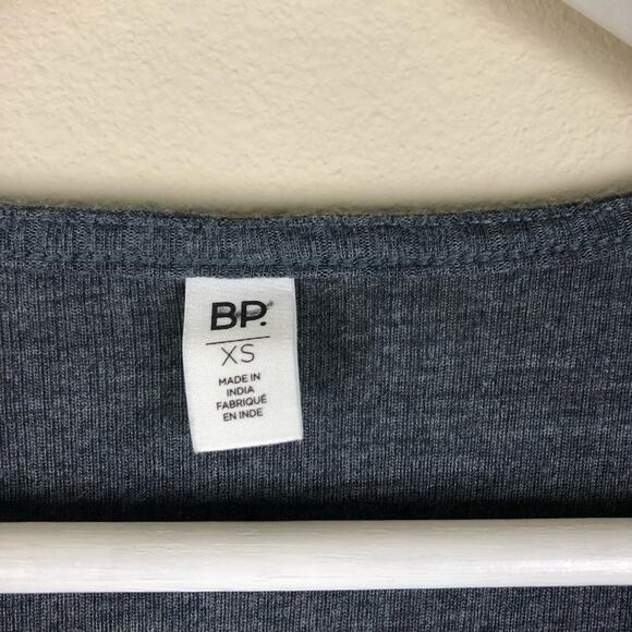 BP Faux Wrap Gray Ribbed Top Trumpet Surplice XS - Picture 5 of 7